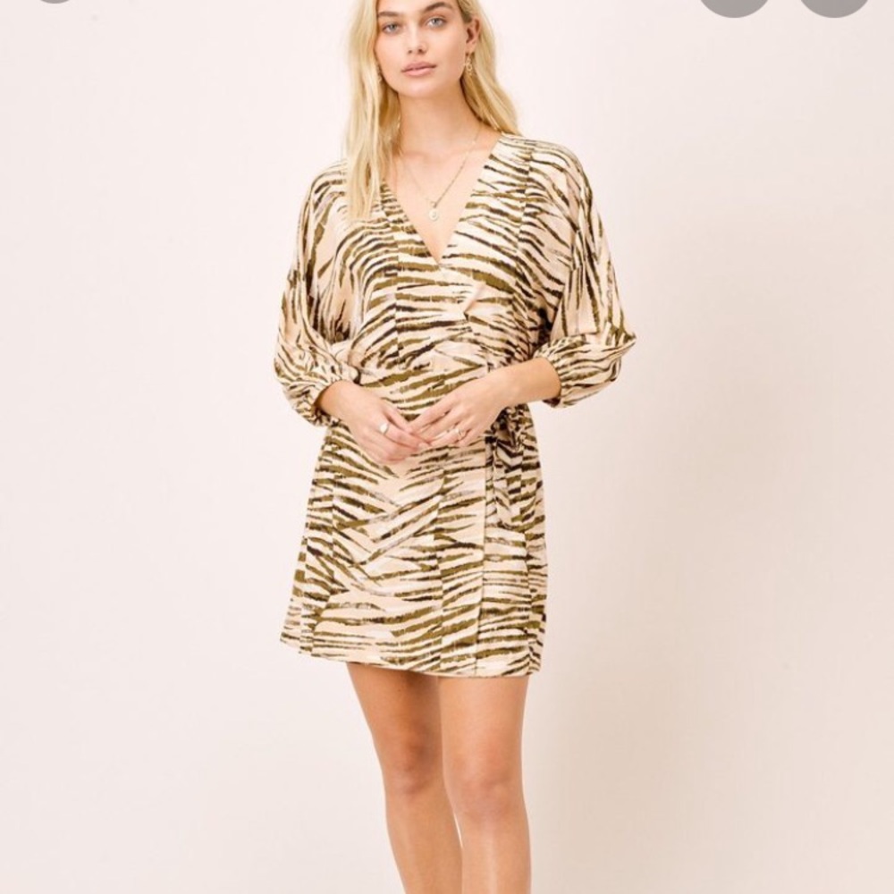 Lovestich Kelia Animal Print Wrap Dress